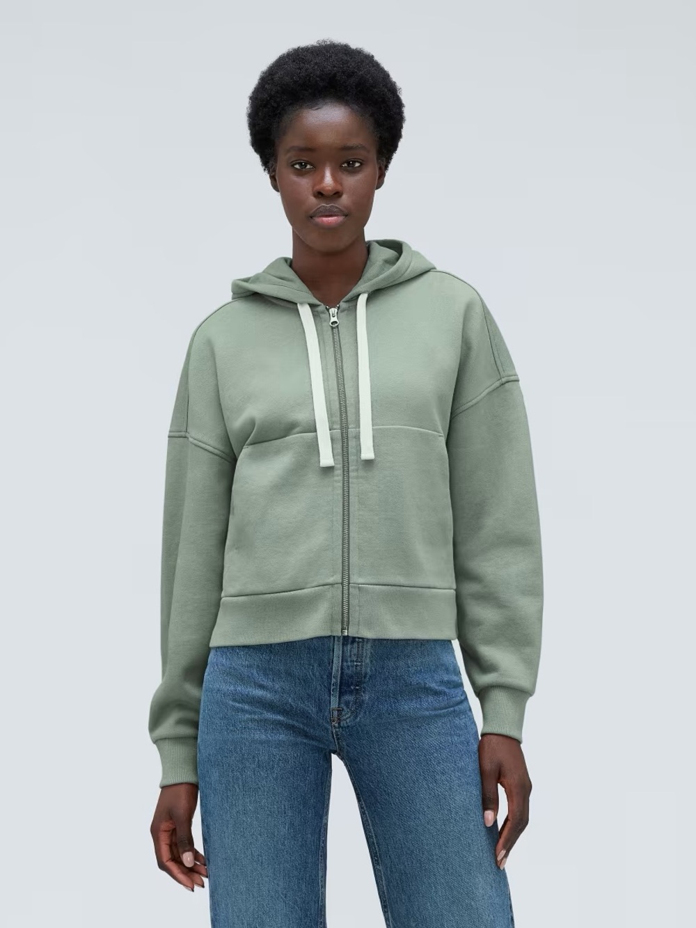 Everlane The Track Organic Cotton Green Hoodie, Size Small
